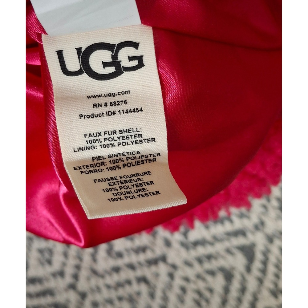 UGG Gertrude Short Teddy Faux Shearling Coat Jacket PINK Cerise Size XS - Picture 12 of 13